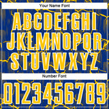 Custom Royal Yellow-White Lightning Sublimation Soccer Uniform Jersey
