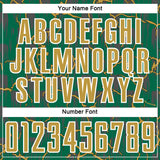 Custom Kelly Green Old Gold-White Lightning Sublimation Soccer Uniform Jersey
