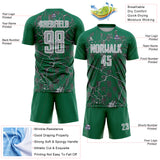 Custom Kelly Green Gray-White Lightning Sublimation Soccer Uniform Jersey