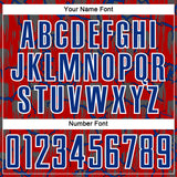 Custom Red Royal-White Lightning Sublimation Soccer Uniform Jersey