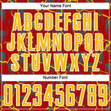 Custom Red Gold-White Lightning Sublimation Soccer Uniform Jersey