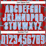 Custom Red Light Blue-White Lightning Sublimation Soccer Uniform Jersey