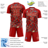 Custom Red Cream Lightning Sublimation Soccer Uniform Jersey