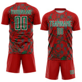 Custom Red Kelly Green-White Lightning Sublimation Soccer Uniform Jersey