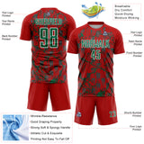 Custom Red Kelly Green-White Lightning Sublimation Soccer Uniform Jersey