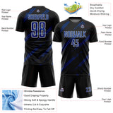 Custom Black Royal-White Abstract Fragment Art Splash Sublimation Soccer Uniform Jersey