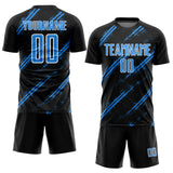 Custom Black Powder Blue-White Abstract Fragment Art Splash Sublimation Soccer Uniform Jersey