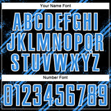 Custom Black Powder Blue-White Abstract Fragment Art Splash Sublimation Soccer Uniform Jersey