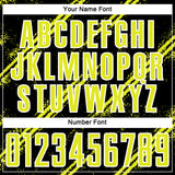 Custom Black Neon Yellow-White Abstract Fragment Art Splash Sublimation Soccer Uniform Jersey
