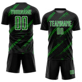 Custom Black Grass Green-White Abstract Fragment Art Splash Sublimation Soccer Uniform Jersey