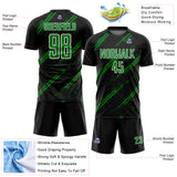 Custom Black Grass Green-White Abstract Fragment Art Splash Sublimation Soccer Uniform Jersey
