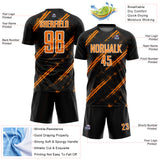 Custom Black Bay Orange-White Abstract Fragment Art Splash Sublimation Soccer Uniform Jersey
