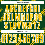 Custom Green Yellow-White Abstract Fragment Art Splash Sublimation Soccer Uniform Jersey