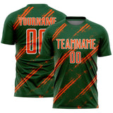 Custom Green Orange-White Abstract Fragment Art Splash Sublimation Soccer Uniform Jersey