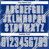 Custom Royal Gray-White Abstract Fragment Art Splash Sublimation Soccer Uniform Jersey
