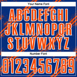 Custom Royal Orange-White Abstract Fragment Art Splash Sublimation Soccer Uniform Jersey