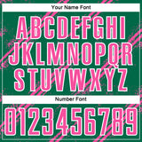 Custom Kelly Green Pink-White Abstract Fragment Art Splash Sublimation Soccer Uniform Jersey