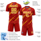 Custom Red Gold-White Abstract Fragment Art Splash Sublimation Soccer Uniform Jersey