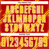 Custom Red Gold-White Abstract Fragment Art Splash Sublimation Soccer Uniform Jersey