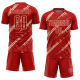 Custom Red Cream Abstract Fragment Art Splash Sublimation Soccer Uniform Jersey