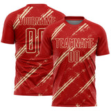 Custom Red Cream Abstract Fragment Art Splash Sublimation Soccer Uniform Jersey