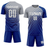 Custom Royal White-Gray Modern Polka Dot Sublimation Soccer Uniform Jersey