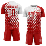 Custom Red White Modern Polka Dot Sublimation Soccer Uniform Jersey