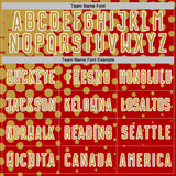 Custom Red Old Gold-White Modern Polka Dot Sublimation Soccer Uniform Jersey