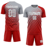 Custom Red White-Gray Modern Polka Dot Sublimation Soccer Uniform Jersey