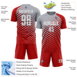 Custom Red White-Gray Modern Polka Dot Sublimation Soccer Uniform Jersey