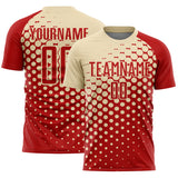 Custom Red Cream Modern Polka Dot Sublimation Soccer Uniform Jersey