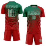 Custom Red Kelly Green-White Modern Polka Dot Sublimation Soccer Uniform Jersey