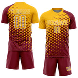 Custom Crimson Gold-White Modern Polka Dot Sublimation Soccer Uniform Jersey