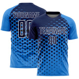 Custom Powder Blue Navy-White Modern Polka Dot Sublimation Soccer Uniform Jersey