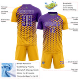 Custom Gold Purple-White Modern Polka Dot Sublimation Soccer Uniform Jersey
