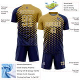 Custom Navy Old Gold-White Modern Polka Dot Sublimation Soccer Uniform Jersey