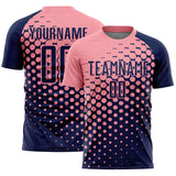 Custom Navy Medium Pink Modern Polka Dot Sublimation Soccer Uniform Jersey