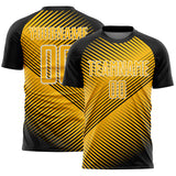 Custom Black Gold-White Line Sublimation Soccer Uniform Jersey