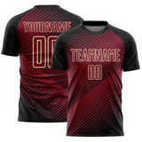 Custom Black Crimson-Cream Line Sublimation Soccer Uniform Jersey