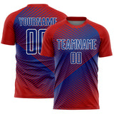 Custom Red Royal-White Line Sublimation Soccer Uniform Jersey