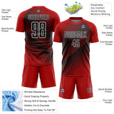 Custom Red Black-White Line Sublimation Soccer Uniform Jersey