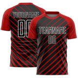 Custom Red Black-White Lines Sublimation Soccer Uniform Jersey