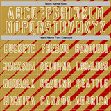 Custom Red Old Gold-White Lines Sublimation Soccer Uniform Jersey