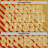 Custom Red Old Gold-White Lines Sublimation Soccer Uniform Jersey