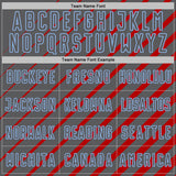 Custom Red Steel Gray-Light Blue Lines Sublimation Soccer Uniform Jersey