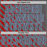 Custom Red Steel Gray-Light Blue Lines Sublimation Soccer Uniform Jersey