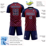 Custom Navy Crimson-White Lines Sublimation Soccer Uniform Jersey