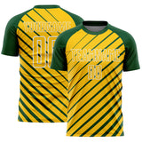 Custom Green Yellow-White Lines Sublimation Soccer Uniform Jersey