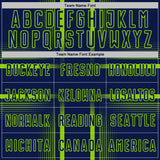 Custom Navy Neon Green-White Lines Sublimation Soccer Uniform Jersey