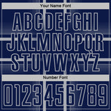 Custom Navy Gray Lines Sublimation Soccer Uniform Jersey